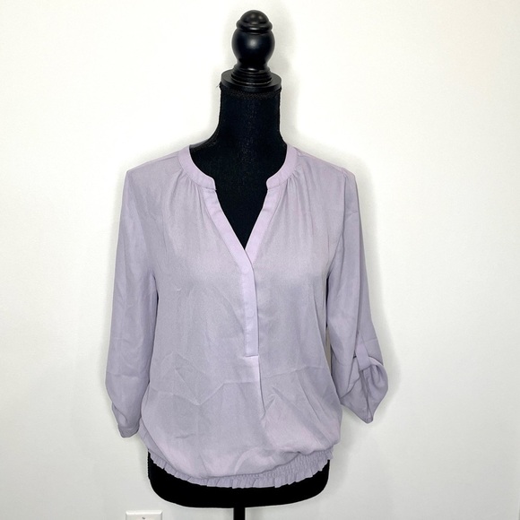 Maurices Purple V-Neck Long Sleeve Blouse - Picture 1 of 7